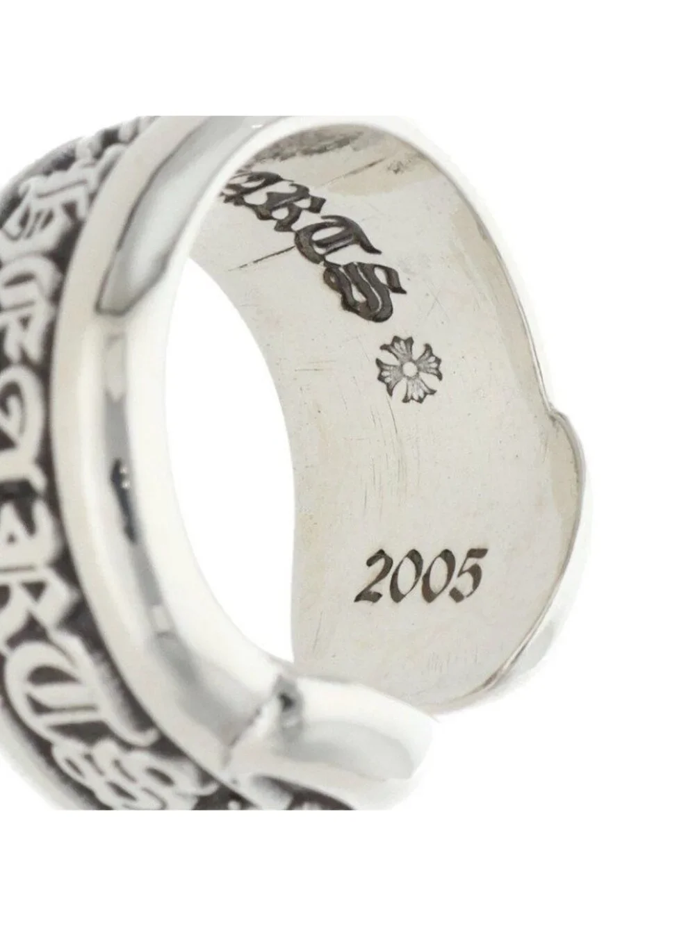 Chrome Hearts SM Scroll Label Small Silver Ring